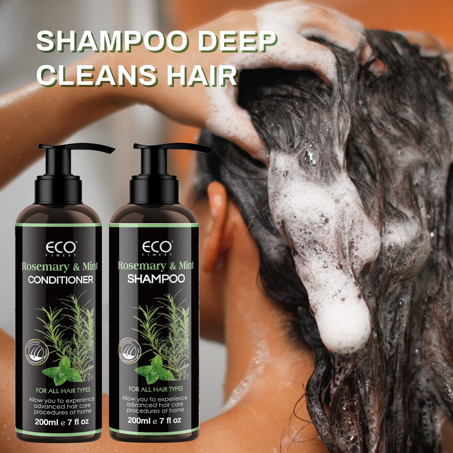 Rosemary Mint Strengthening Shampoo and Conditioner Set, Deep Cleaning & Refreshing Hair,Oil Control,Biotin Infused,Repair Damaged Hair,Revitalize
