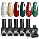 Beetles Valentines Gel Nail Polish, Red Sparkle Green Glitter Gold Silver Winter Gel Polish Dark Red Gel Polish Kits Soak Off Nail Lamp Uv LED Cured