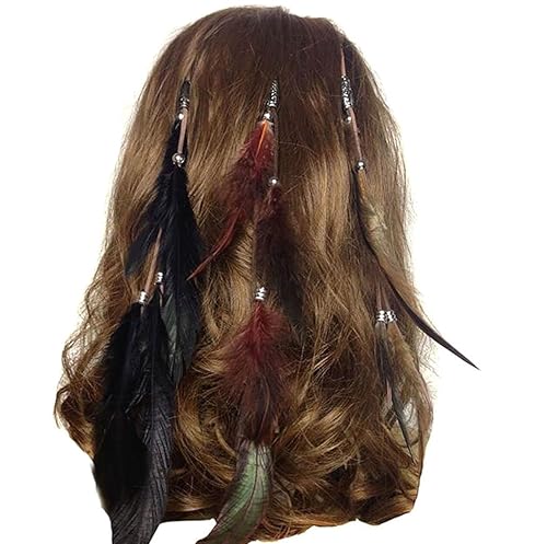 3 Pcs Handmade Boho Feather Clip Comb Hair Extensions - Women Lady Hippie Headdress Hairpin for Hair DIY Accessories