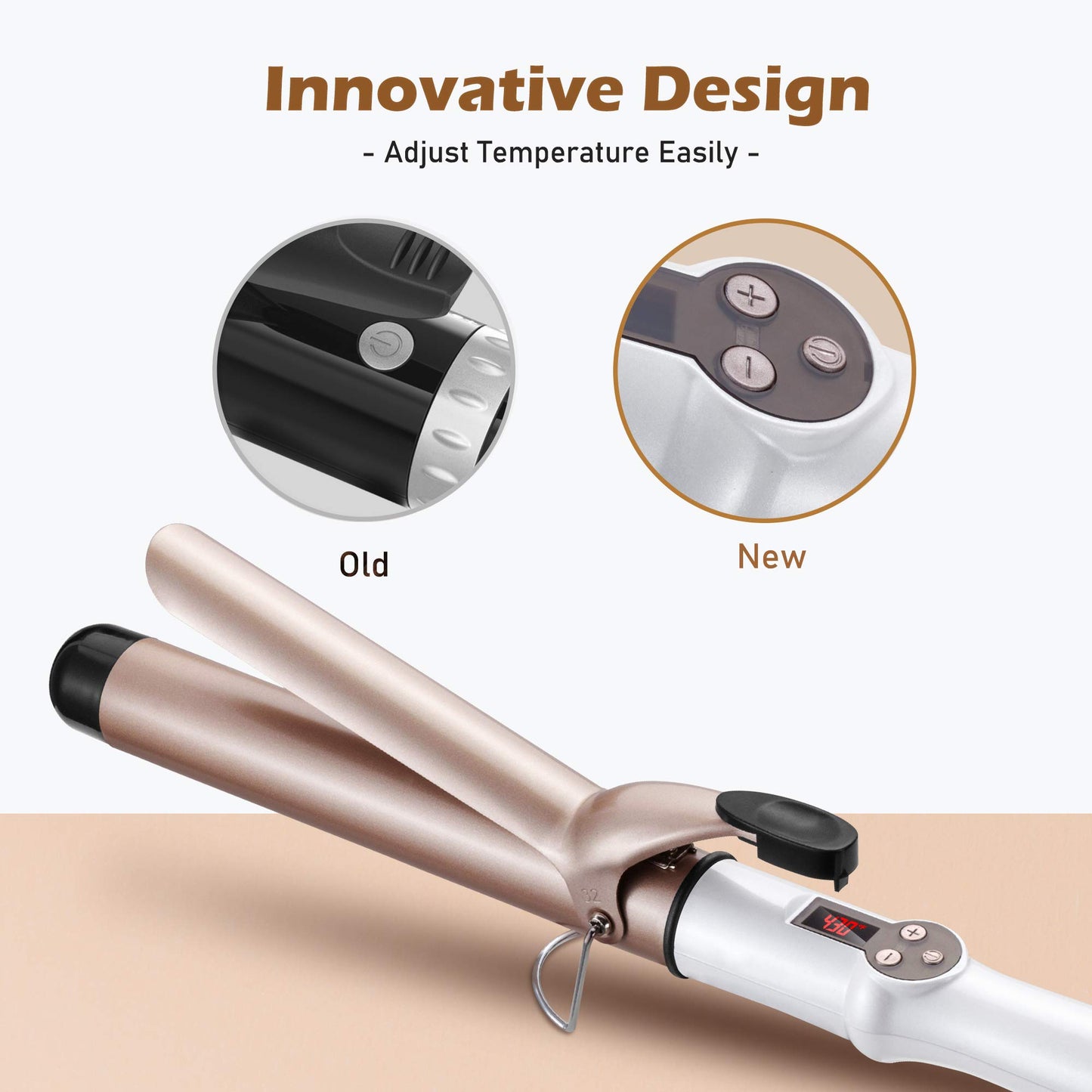1.25 Inch Curling Iron Hair Curler with Ceramic Coating Barrel, Professional Curling Wand Instant Heat up to 450°F, LCD Display with 9 Heat Setting