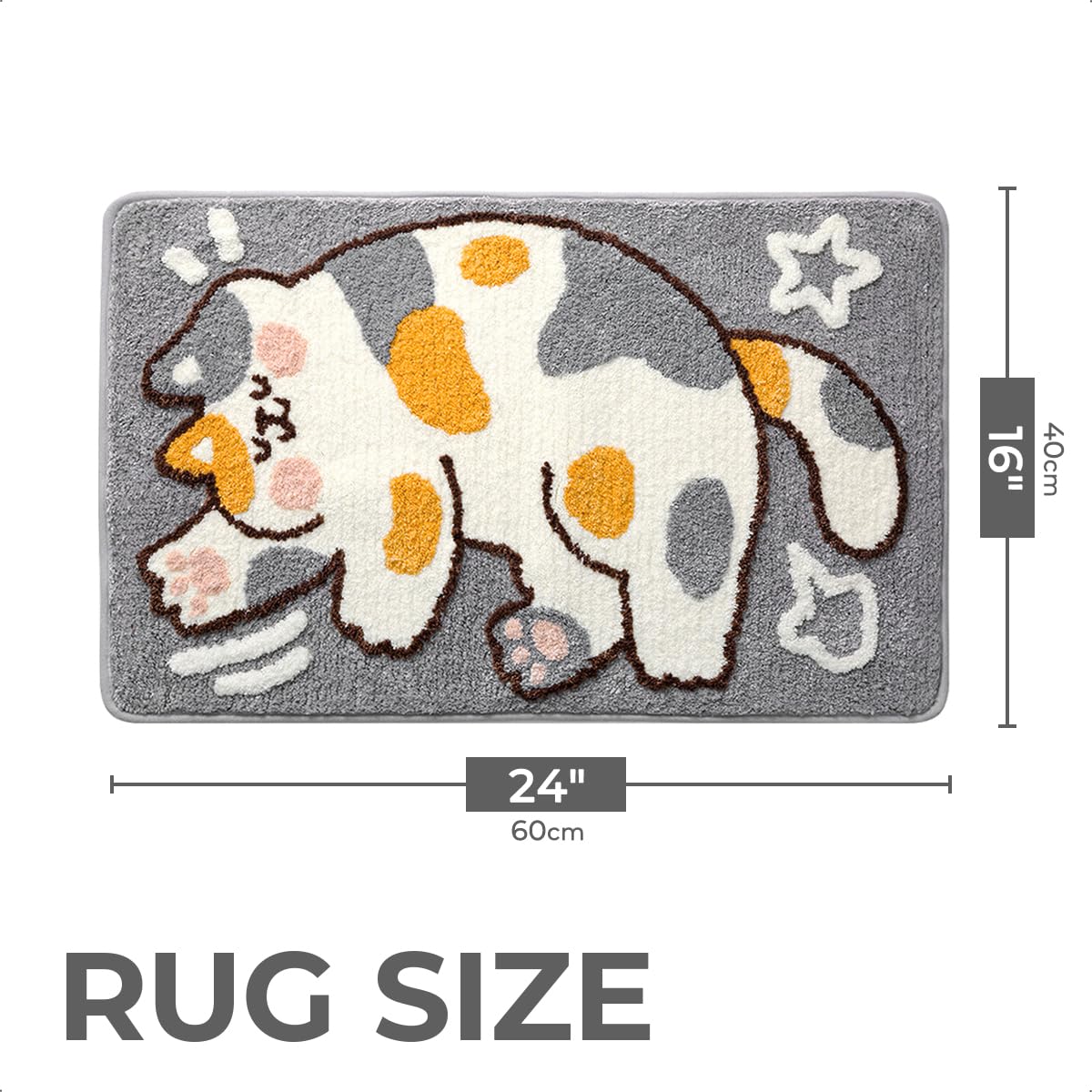 Tyrafry Cute Bath Rug 16 x 24 Cat Mat for Bathroom and Bedroom, Non Slip Absorbent Soft Microfiber Bathroom Mat Machine Washable Thick Plush Rugs…