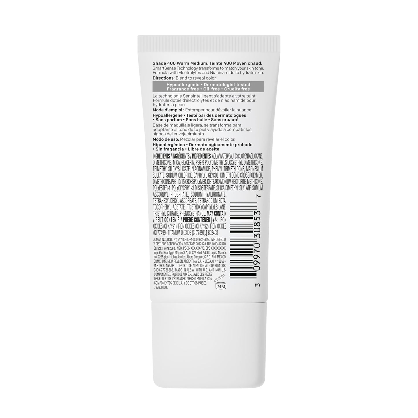 Almay Smart Shade™ Foundation, Oil-Free, Non-Comedogenic, Hypoallergenic, Vegan Face Makeup, 400 Warm Medium, 1 fl oz