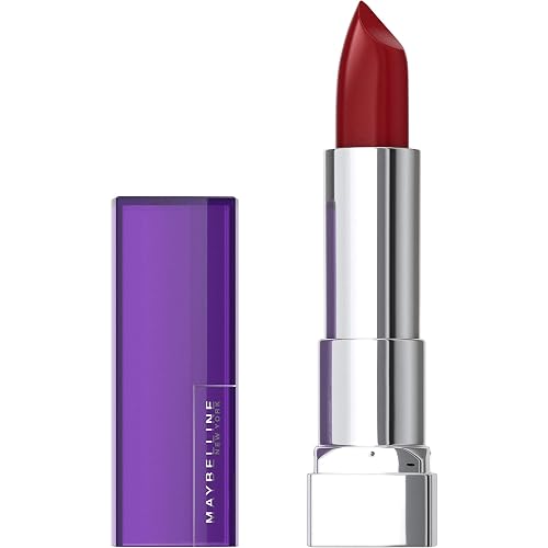 Maybelline Color Sensational Lipstick, Lip Makeup, Cream Finish, Hydrating Lipstick, Nude, Pink, Red, Plum Lip Color, Plum Rule, 0.15 oz; (Packaging