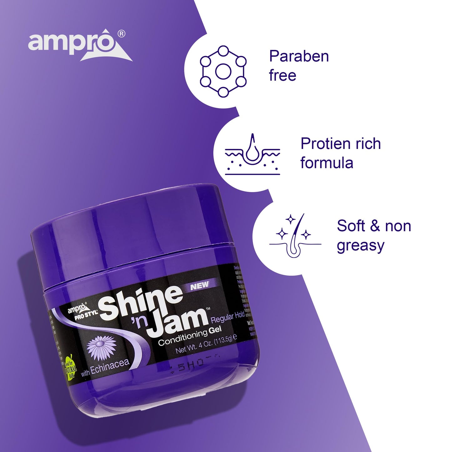 AmPro Shine 'n Jam Gel Regular Hold, 4 Ounce