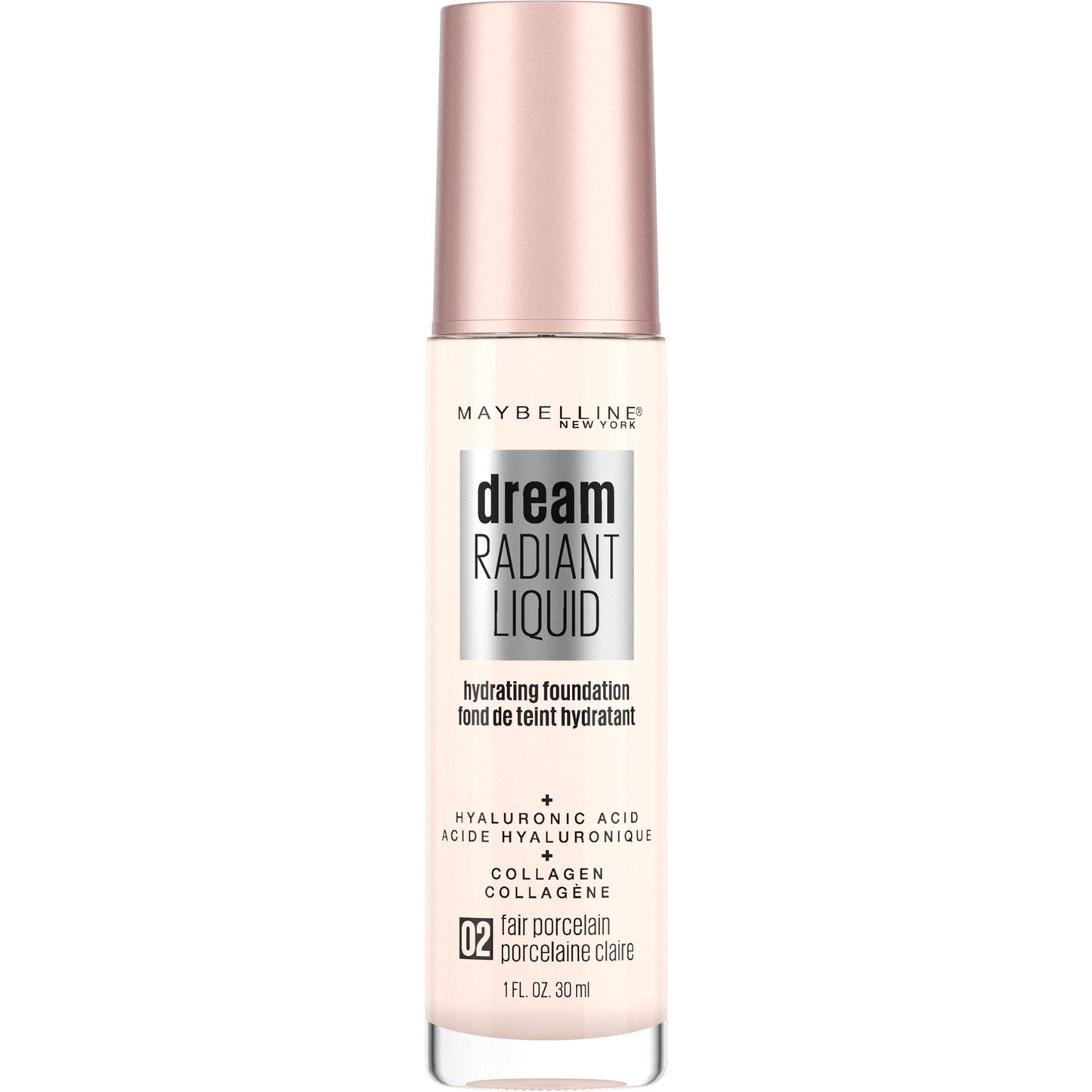 Maybelline Dream Radiant Liquid Medium Coverage Hydrating Makeup, Lightweight Liquid Foundation, Fair Porcelain, 1 Count