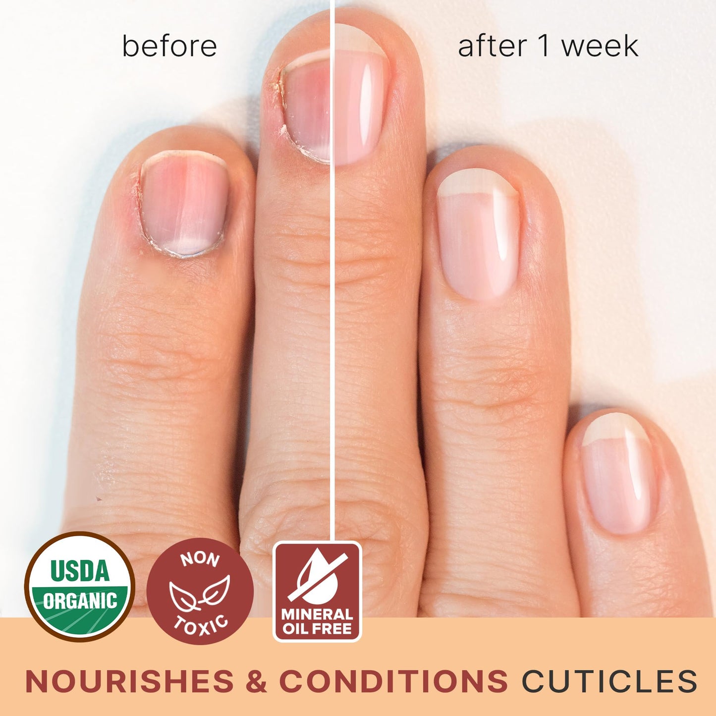 Organic Nail and Cuticle Oil - USA Made Nail Oil for Growth & Strength with Jojoba and Vitamin E, Repair for Damaged Nails & Cuticle Softener made