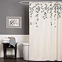 Lush Decor Flower Drops Shower Curtain Single 72" W x 72" L Ivory & Blue - Fabric Shower Curtains for Bathroom - Floral Bathroom Curtain -Bathroom…