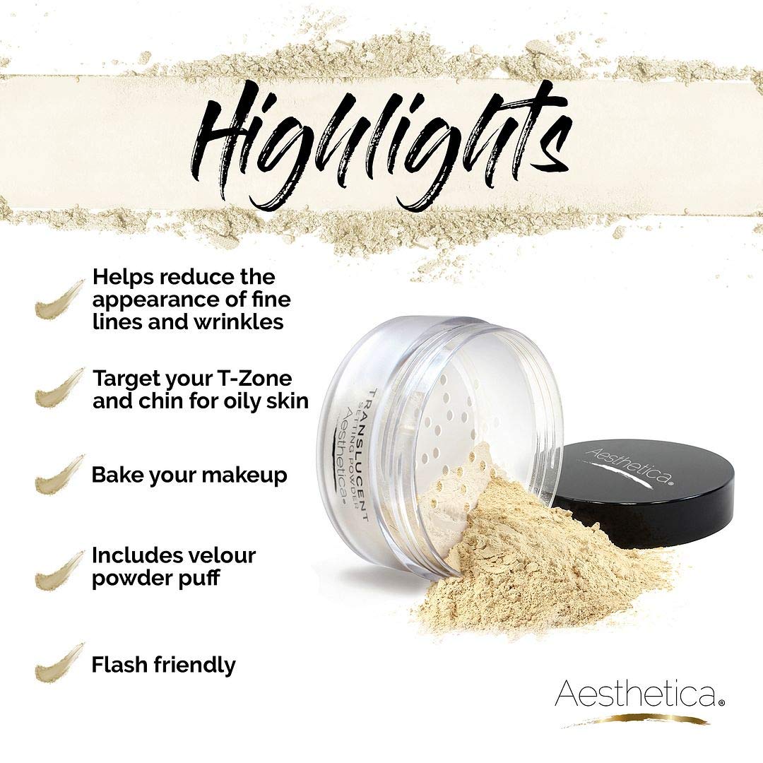 Aesthetica Translucent Setting Powder - Matte Finishing Makeup Loose Setting Powder - Flash Friendly Translucent Powder Foundation - Loose Face Powder