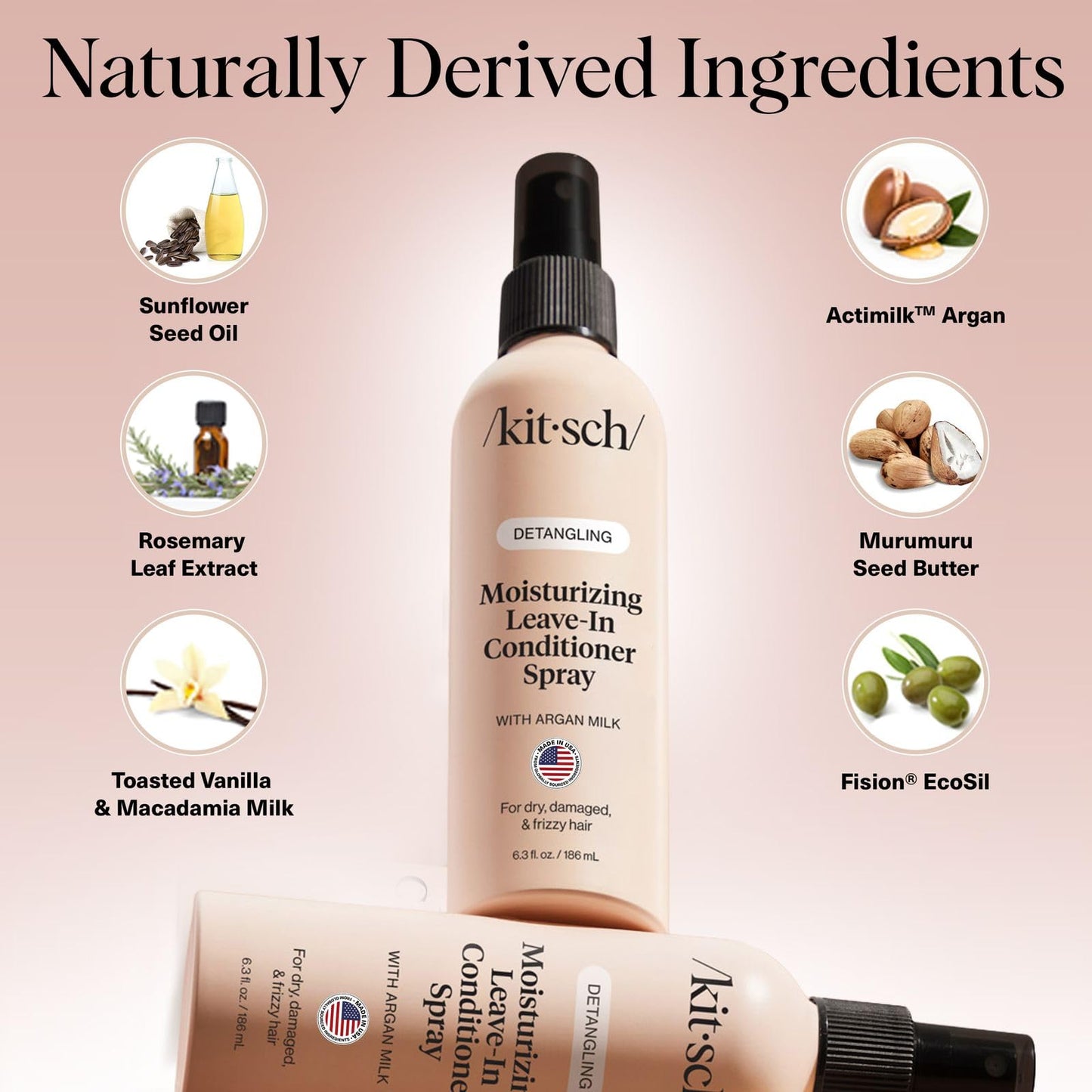 Kitsch Argan Milk Leave In Conditioner Spray - Hair Detangler Spray for Curly, Wavy, Fine, Dry & Damaged Hair - Silicone-Free | Ideal Gifts for Women Beauty & Personal Care Kitsch