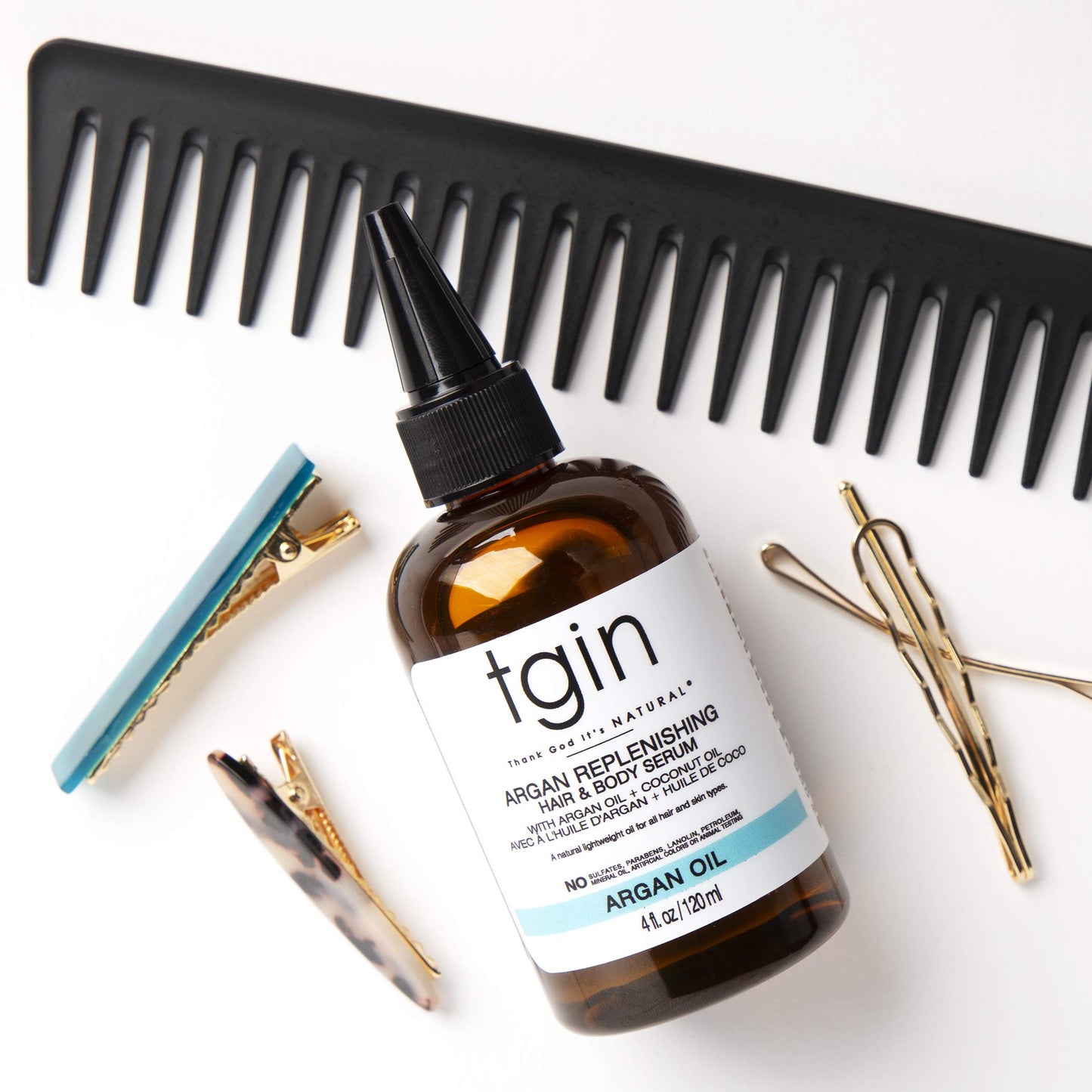 tgin Argan Replenishing Hair Serum - 4 Oz, Dry Hair, Moisturizing, Breakage Control, Paraben Free, Coconut Scent, Serum for Natural or Chemically