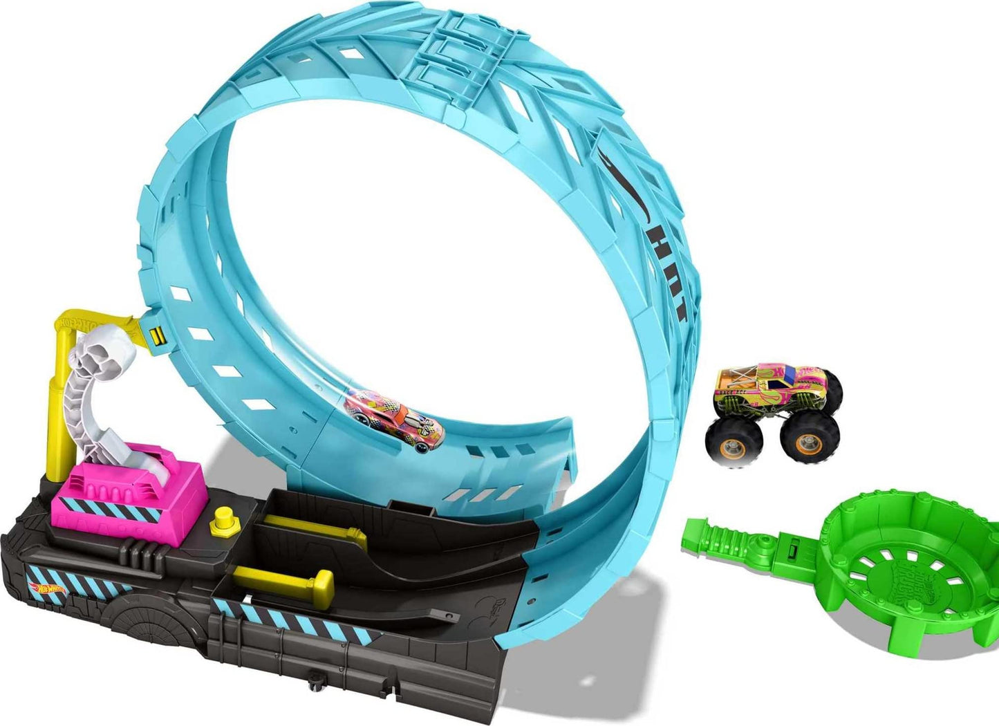 Hot Wheels Monster Trucks Glow in The Dark Epic Loop Challenge Playset with Launcher, Ramp & Giant Loop, Includes 1:64 Scale Die-Cast Toy Truck & Car