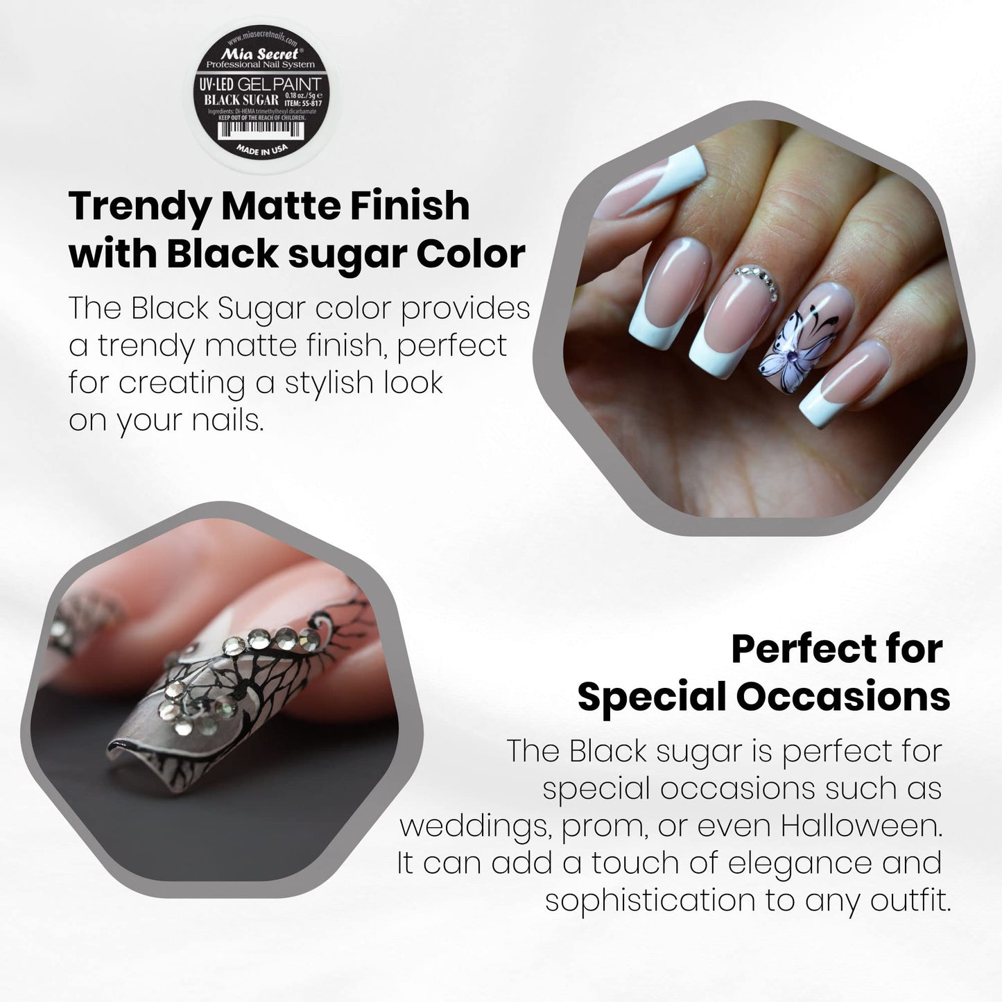 Mia Secret Professional Nail System UV/LED Gel Paint - 5 grams (Black Sugar) Beauty & Personal Care Mia Secret