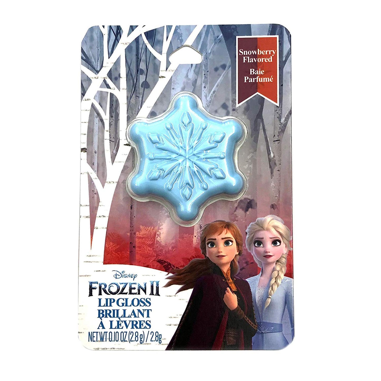 Taste Beauty (1) Disney Frozen II Lip Gloss - Snowberry Flavored - Light Blue Snowflake Shaped Flip Open Container - Net Wt. 0.1