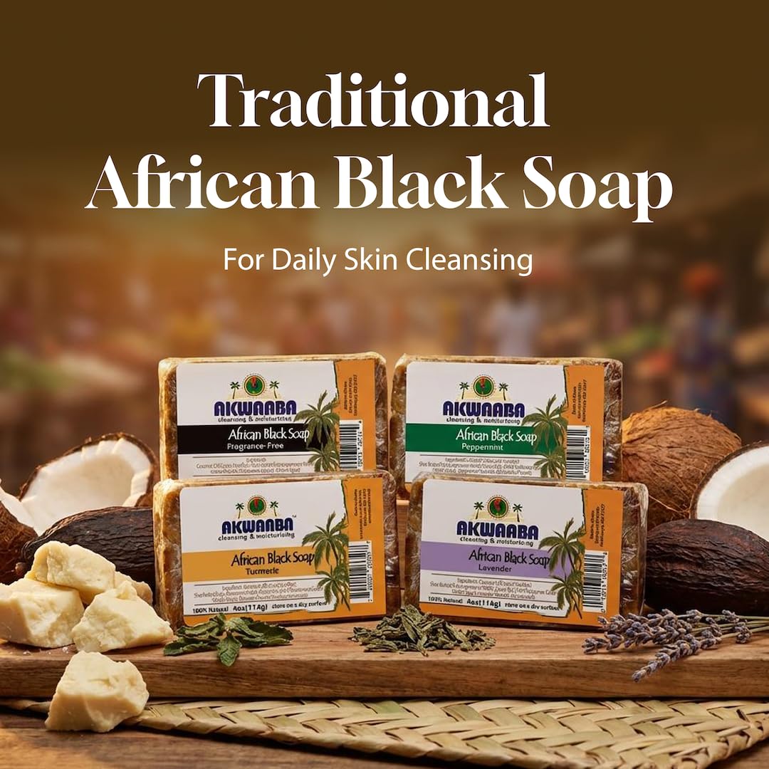 AKWAABA African Black Soap | Honey | Bar Soap | 4 oz | For Face & Body Beauty & Personal Care AKWAABA