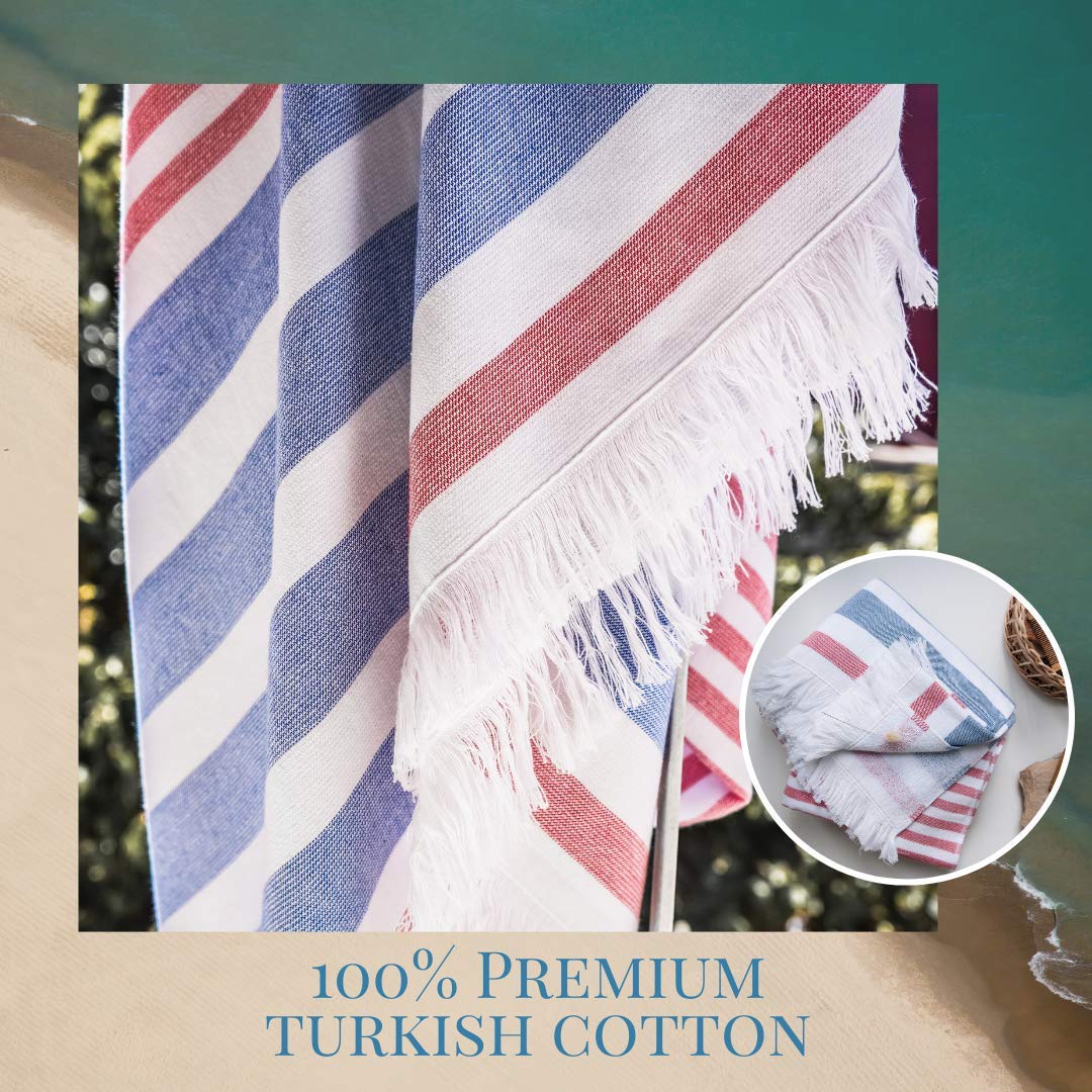Luzia Striped Peshtemal Multi-Use Towel - Beach, Pool and Bathroom (Single, 40 x 70 inches) 100% Turkish Cotton, Premium, Stylish, Soft, Absorbent…