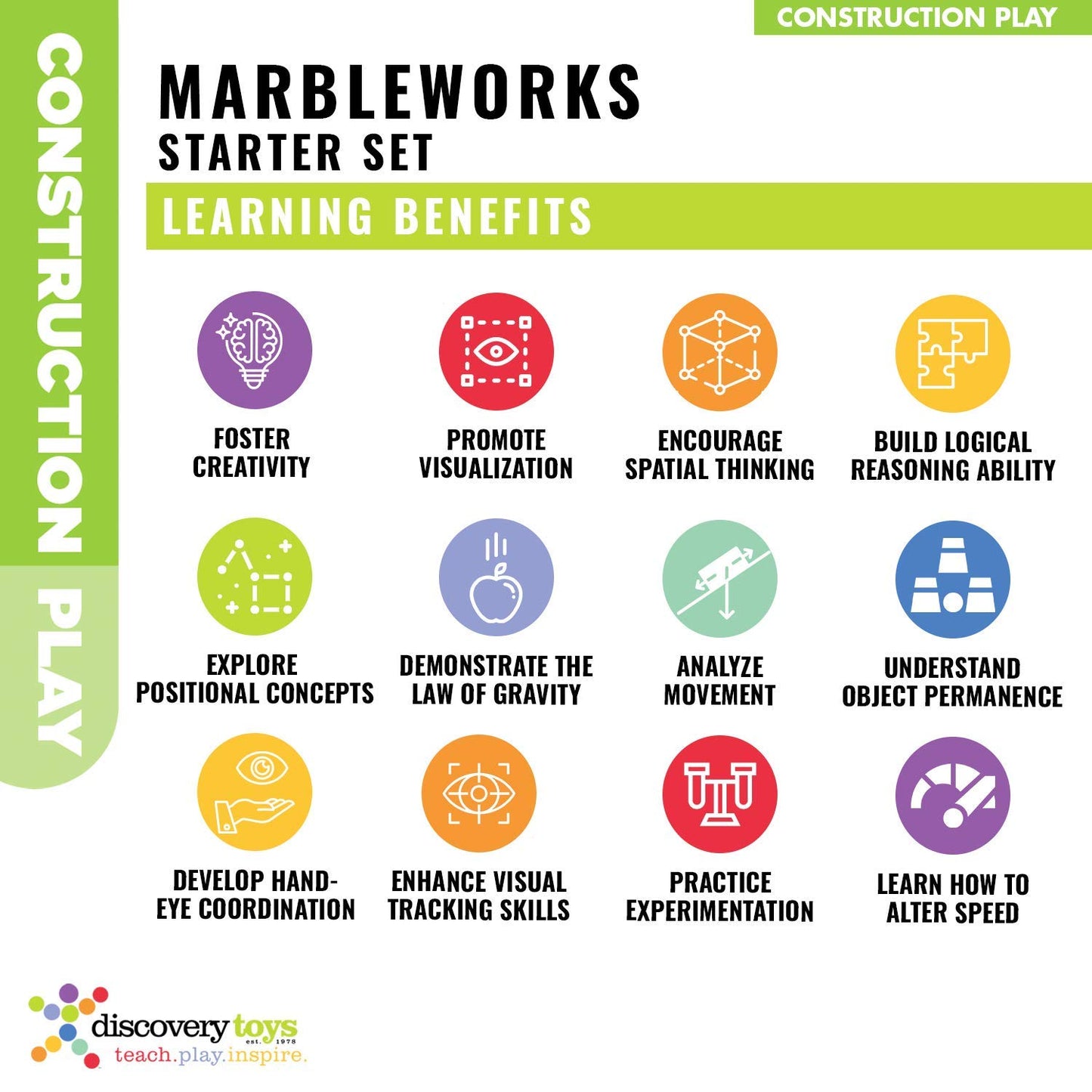 Discovery Toys MARBLEWORKS Marble Run Starter β STEM Educational Building Blocks for Kids Ages 5+, Learning & Development Toy