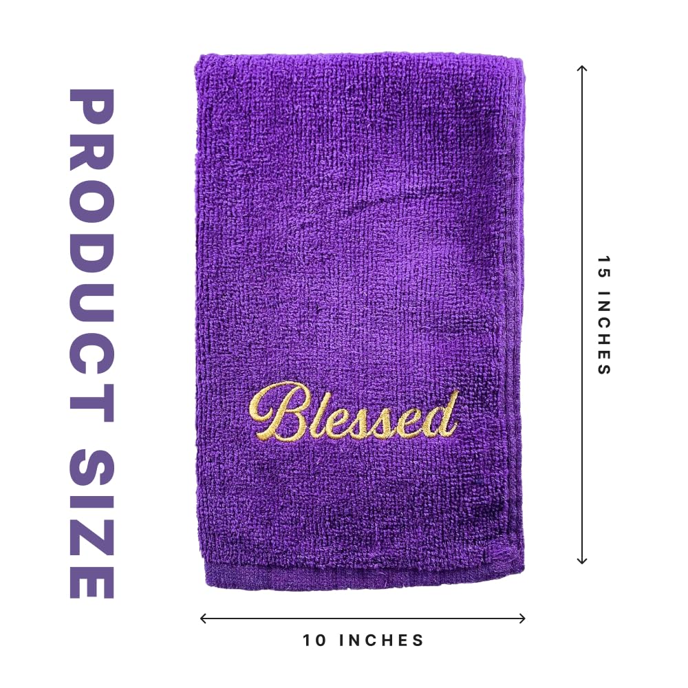 Swanson Christian Products Embroidered Hand Towels - 'Blessed' - Gifts for Pastor, Clergy, & Ministers - Pastor Towel (Purple)