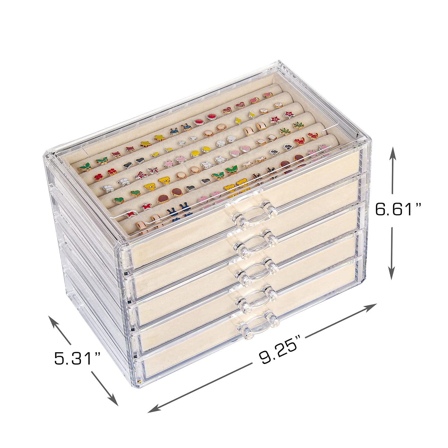 UYBeauty Acrylic Jewelry Box with 5 Drawers,Velvet Jewellery Organizer,Jewelry Storage Case for Earring Necklace,Ring Organizer Storage…
