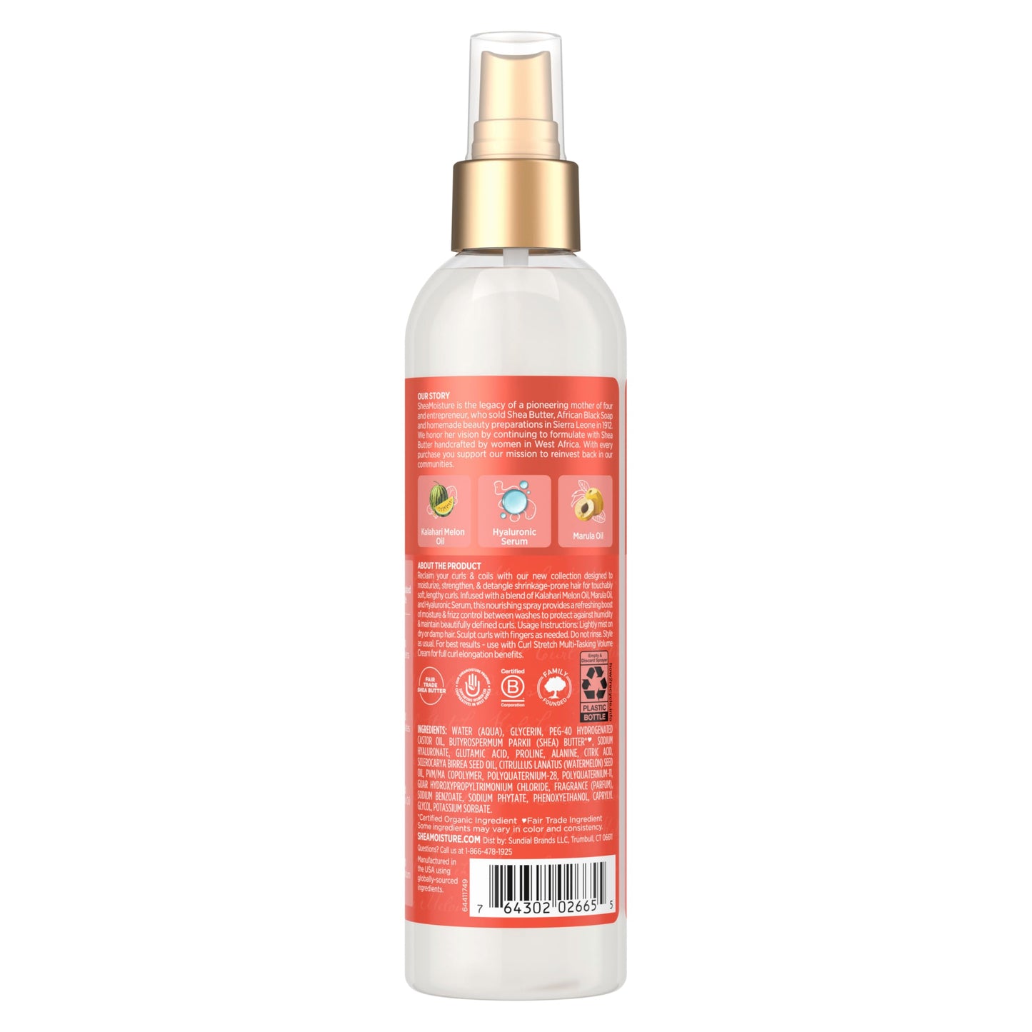 SheaMoisture Curl Stretch Refresher Spray Kalahari Melon Oil and Marula Oil Between Wash Style Stretcher Boosts Hydration, Fights Humidity and Frizz