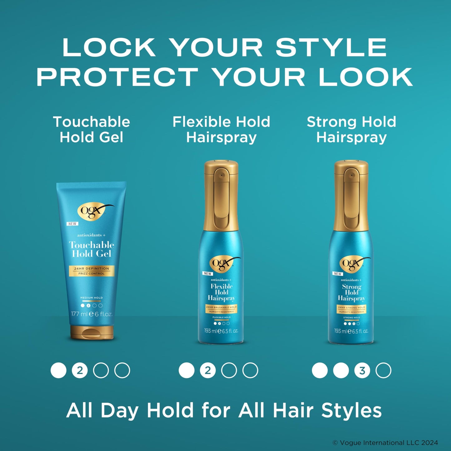 OGX Antioxidants + Strong Hold Hairspray, Anti Humidity Hairspray for 24 Hour Hold & Protection for Your Style, Hair Spray in a Continuous Mist