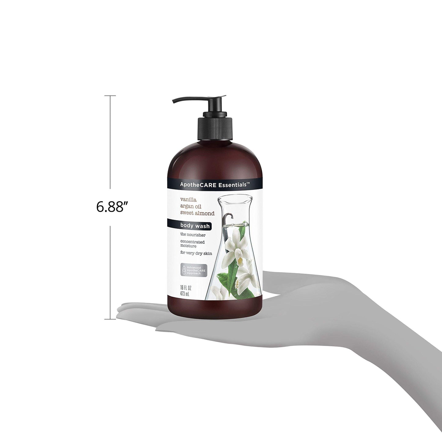 ApotheCARE Essentials The Nourisher Body Wash, Vanilla, Argan Oil, Sweet Almond, 16 oz