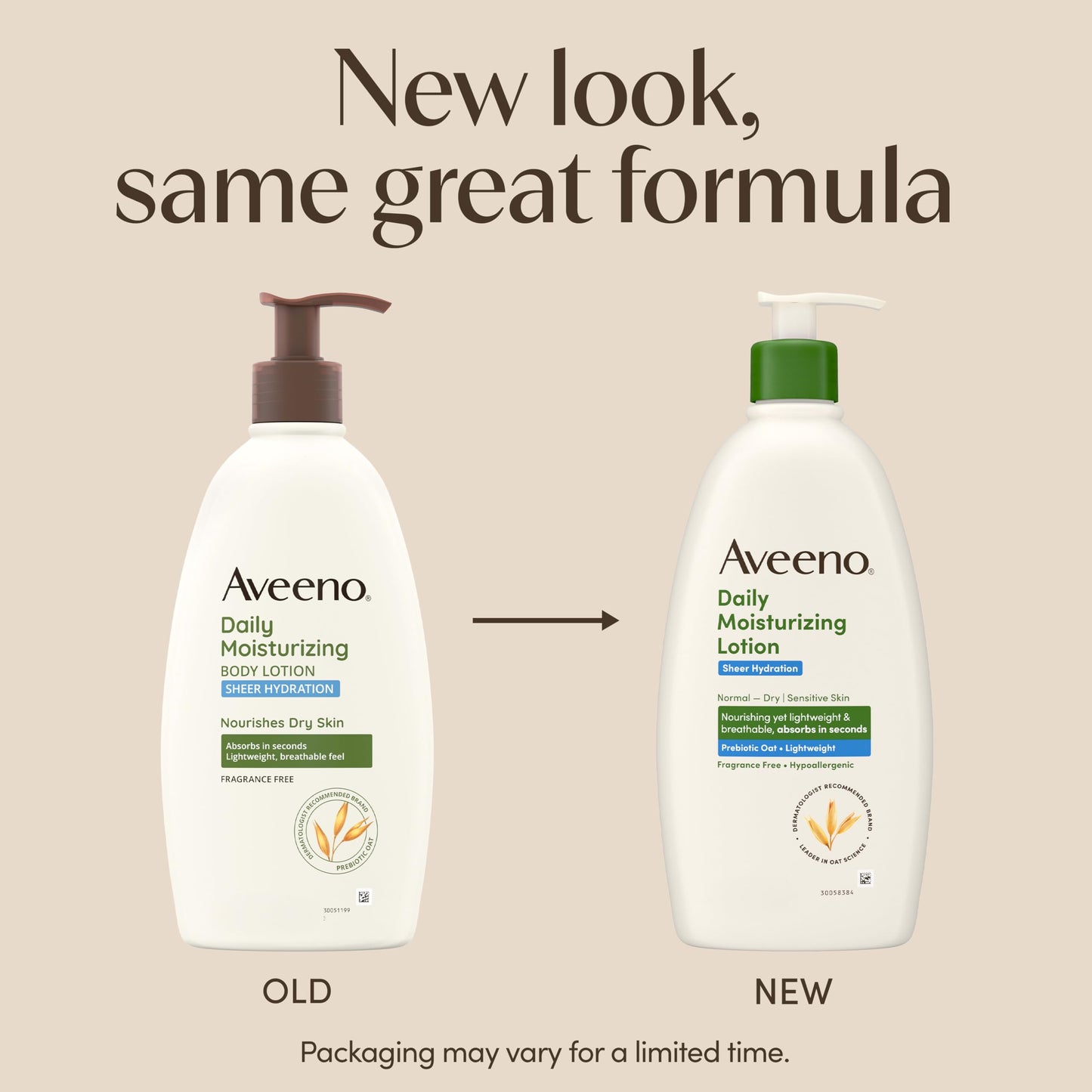 Aveeno Daily Moisturizing Sheer Hydration Fragrance-Free Lotion with Prebiotic Oat for Dry Skin, Lightweight, Non-Greasy and Fast-Absorbing Body