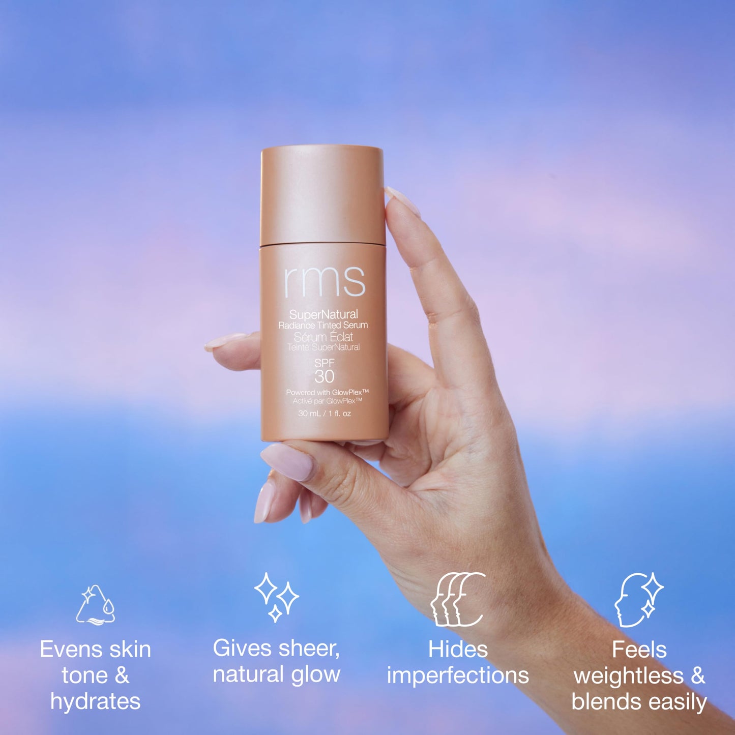 RMS Beauty SuperNatural Radiance Serum SPF 30 - Tinted Mineral Sunscreen & Niacinamide Glow Primer - Corrects Redness & Dullness - 1 oz