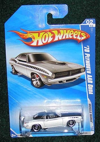 HOT WHEELS 2010 MUSCLE MANIA 02 OF 10 WHITE '70 PLYMOUTH AAR CUDA