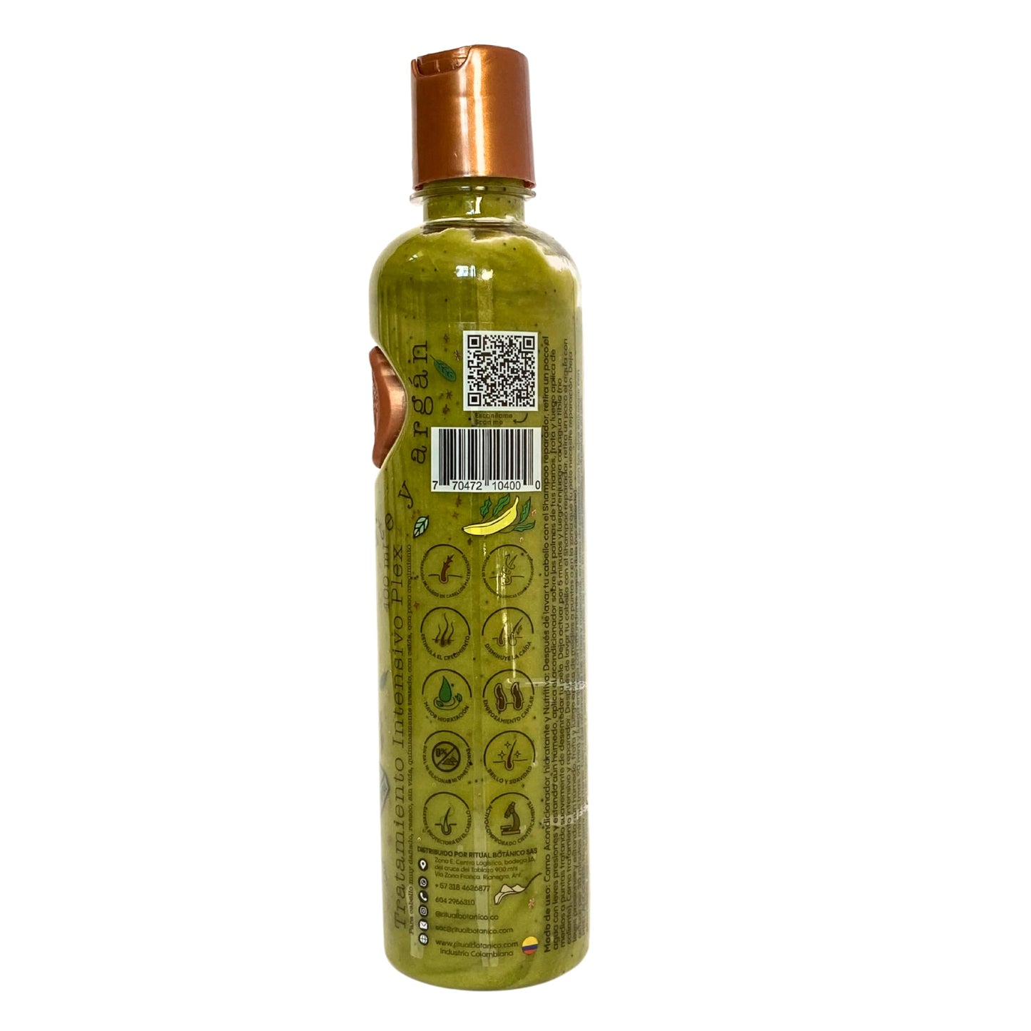 Ritual Botanico Tratamiento Natural Intensivo Plex con Banana, Aguacate y Argan,Sin Dimethicone ni silicon 400 ml., green