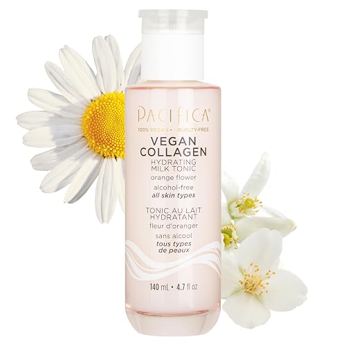 Pacifica Vegan Collagen Hydrating Milk Tonic - Alcohol-Free Milky Toner & Essence Moisturizing Vegan Collagen Face Tonic w/Hyaluronic Acid, Chamomile
