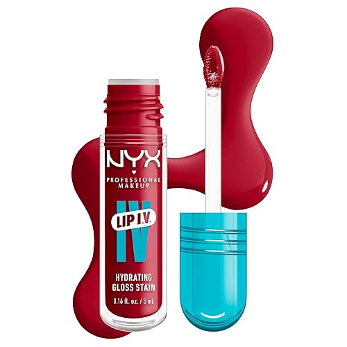 NYX PROFESSIONAL MAKEUP Lip IV Hydrating Glossy Lip Stain with 12HR Hydration - Red-y Set Wet (Red)