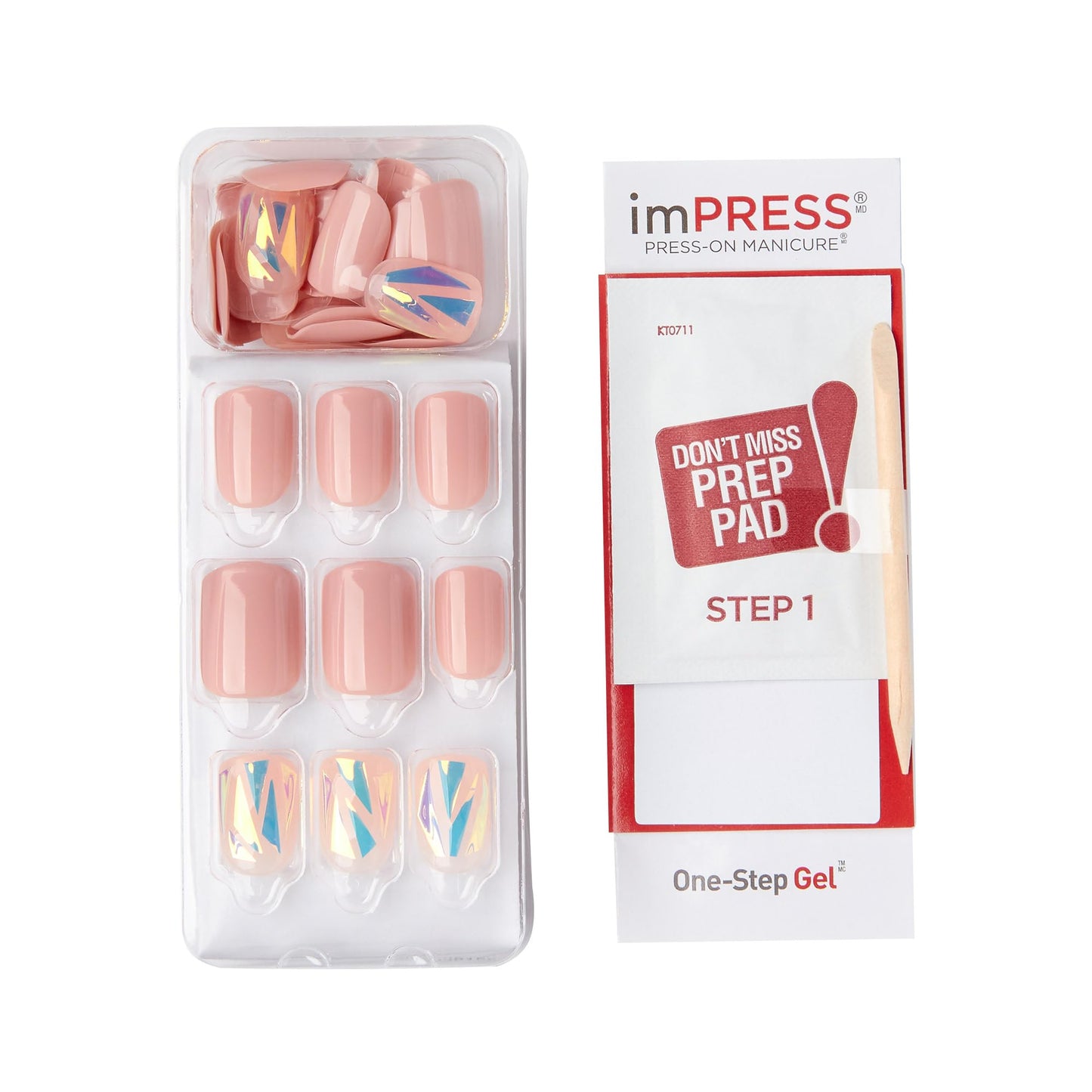 Kiss Impress Press-On Manicure, Nail Kit, PureFit Technology, Short Press-On Nails, 'Miracle', Includes Prep Pad, Mini Nail File, Cuticle Stick Beauty & Personal Care imPRESS