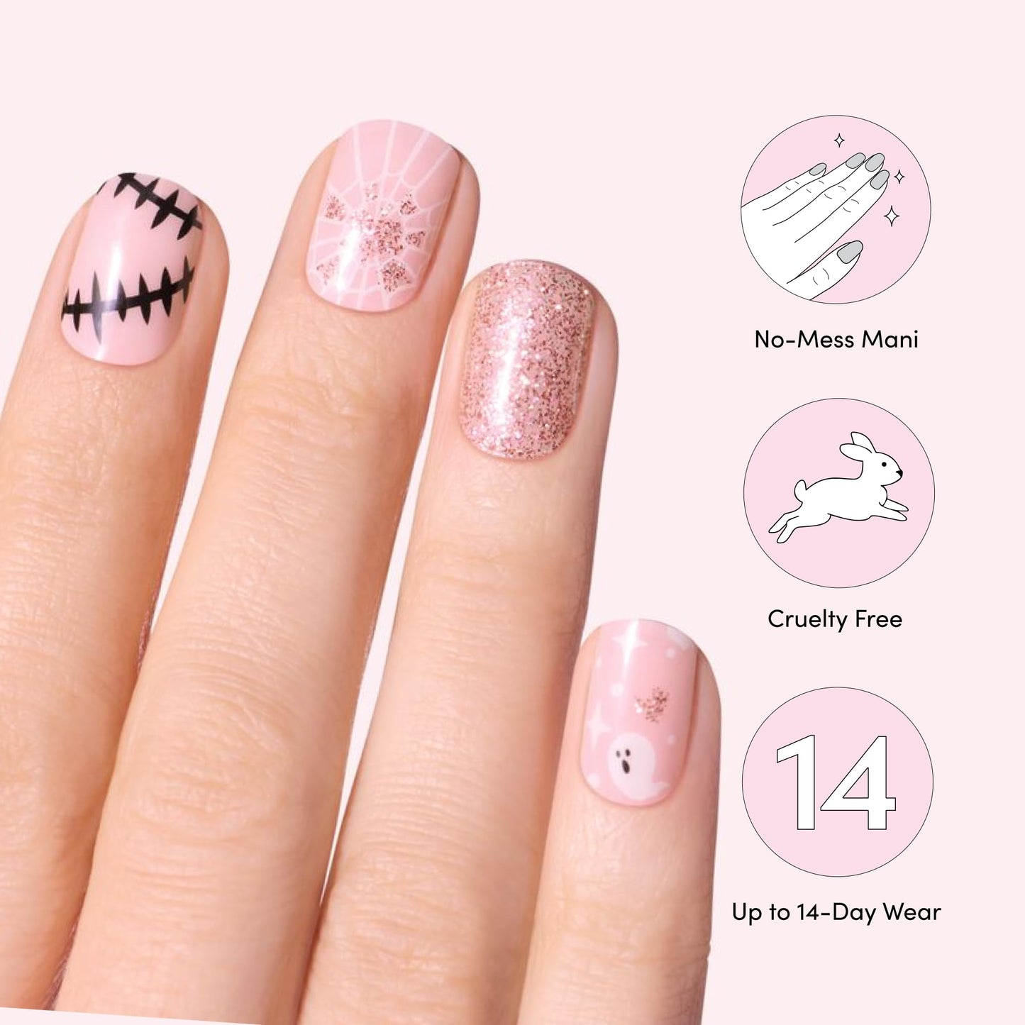 Dashing Diva Gloss Nail Strips - Kinda Cute, Kinda Scary - UV Free, Chip Resistant, Long Lasting Gel Stickers - 3-Piece Glow-in-The-Dark Manicure Set Beauty & Personal Care Dashing Diva