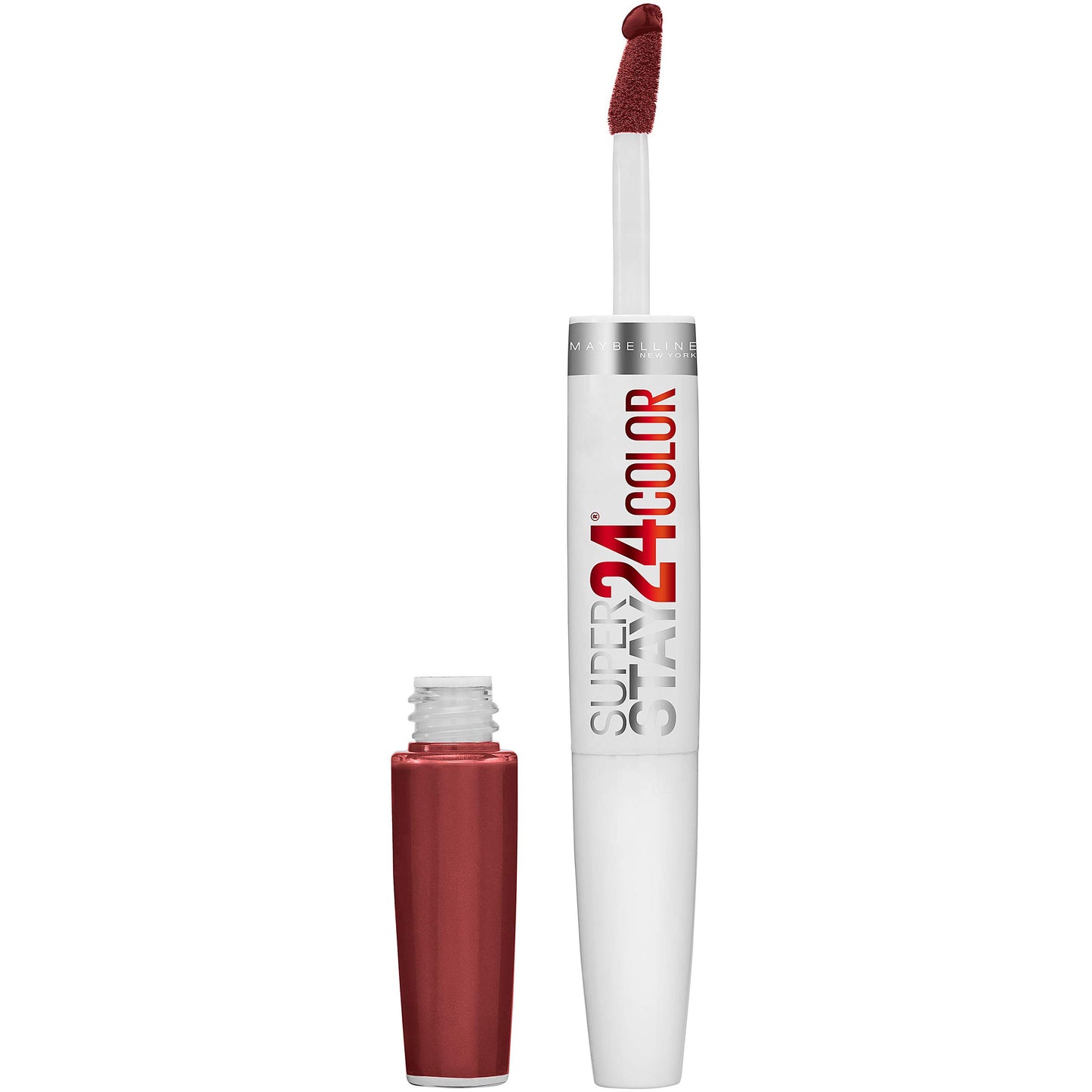 Maybelline Super Stay 24, 2-Step Liquid Lipstick Makeup, Long Lasting Highly Pigmented Color with Moisturizing Balm, Everlasting Wine, Plum Red, 1