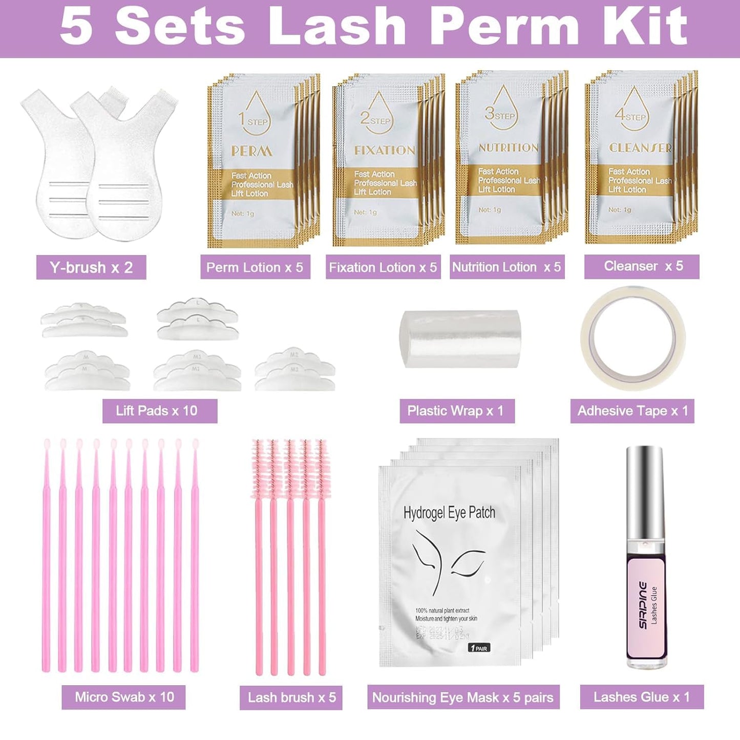 Lash Lift Kit, Eyelash Perm Kit, 5 Sets Lash Perm Kit Eyelash Lift Kit, Eyebrow Lamination Easy for Beginner, Professional Eyelash Curling Lash…