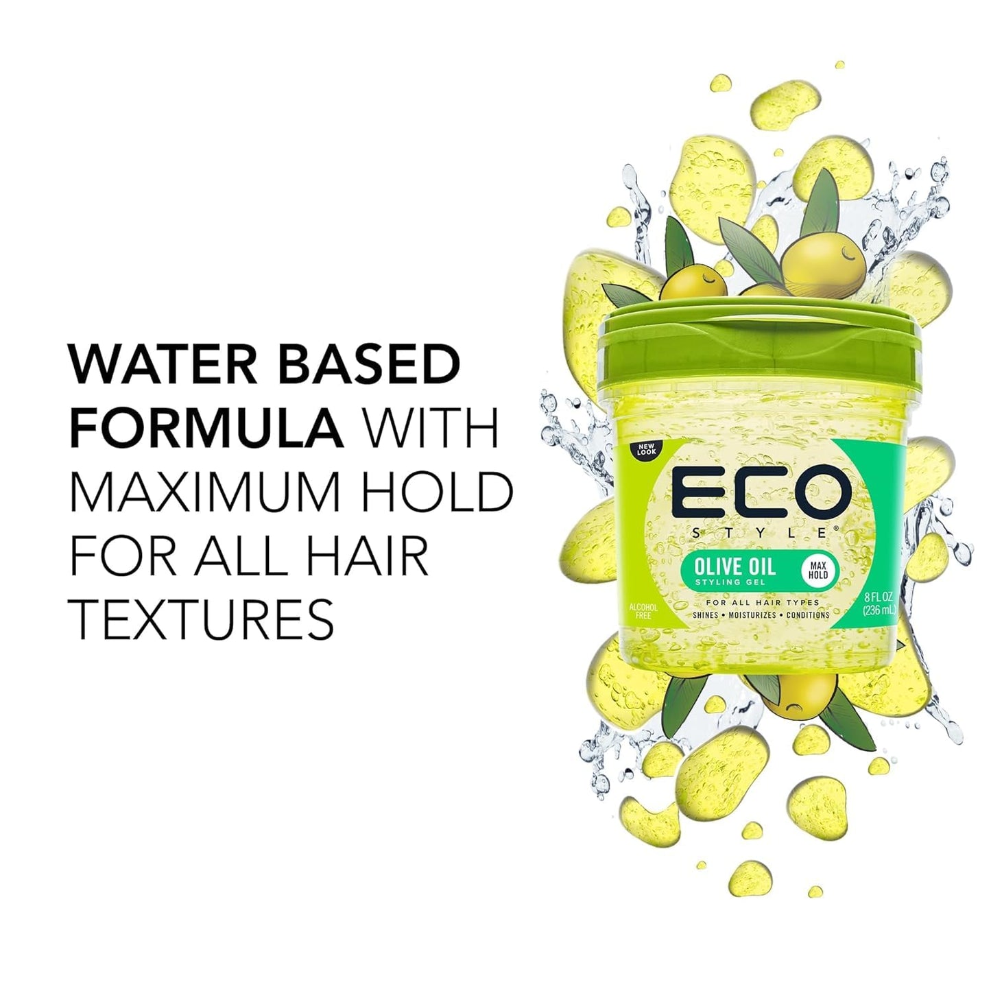Eco Style Gel Olive Oil Styling - Adds Shine and Tames Split Ends - Delivers Moisture to Scalp - Nourishes And Repairs - Provides Weightless