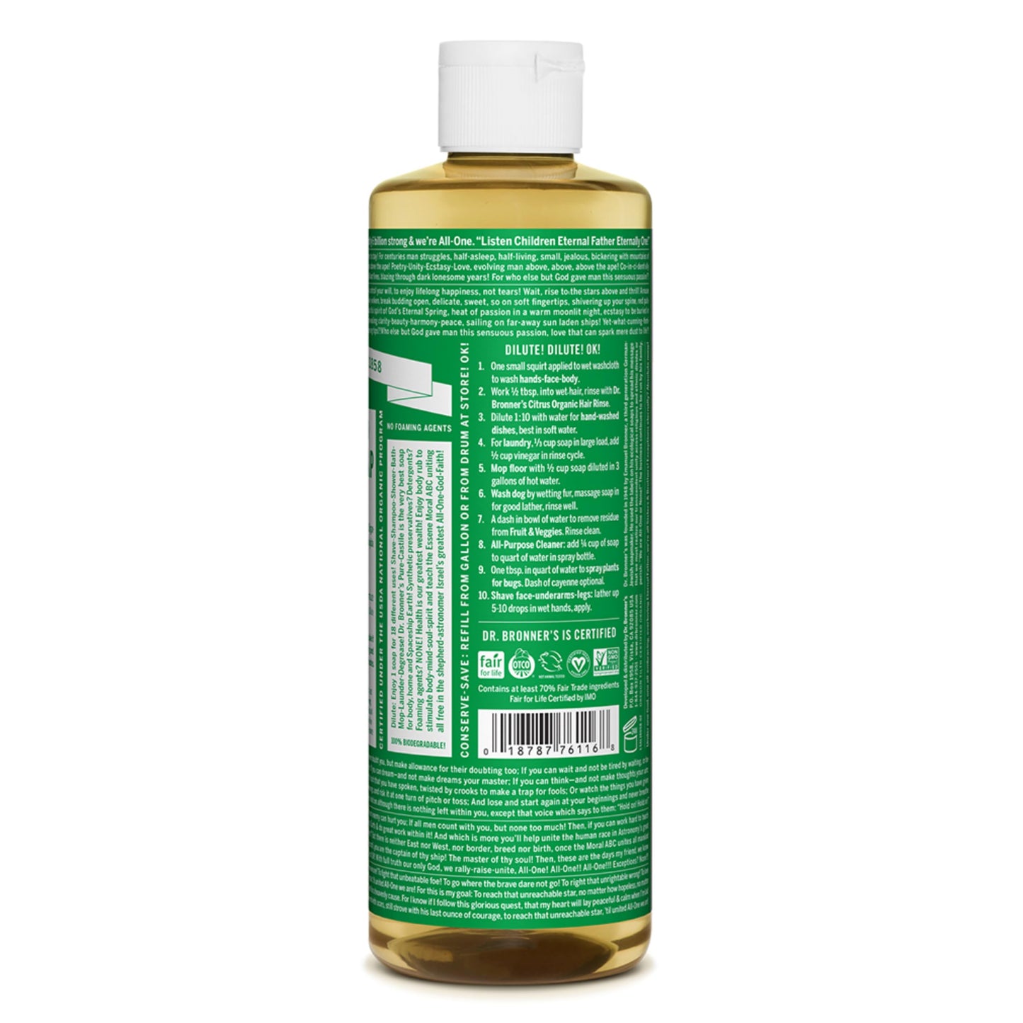 Dr. Bronner's Pure-Castile Magic Soap Liquid (Almond, 16 Ounce) - Made with Regenerative Organic Certified Oils, 18-in-1 Uses: Face, Body, Hair