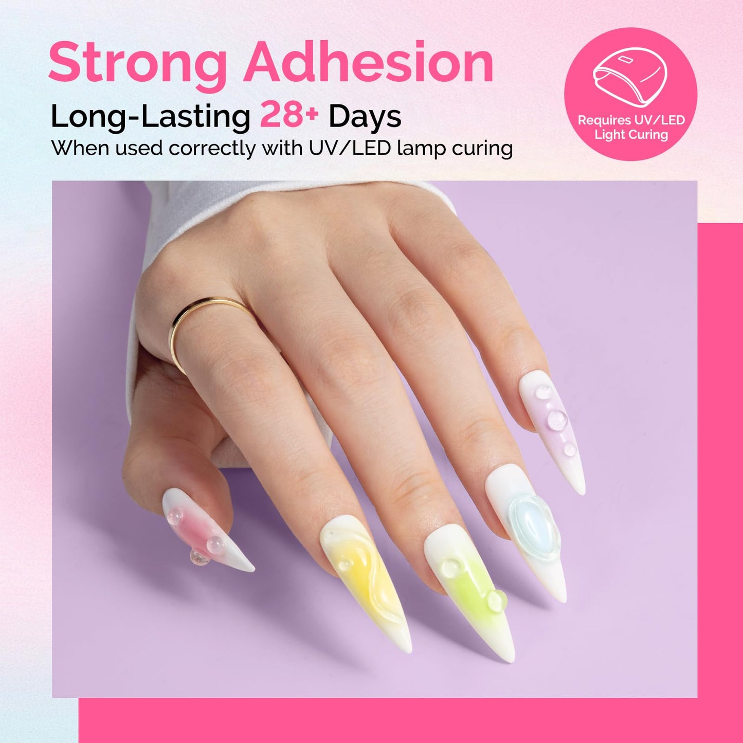 MelodySusie Rhinestone Glue Super Strong Gel Nail Glue for 3D Sculpting Nail Art Design Chrome Powder Decals Decor Need UV/LED Cured 30g Beauty and Personal Care MelodySusie