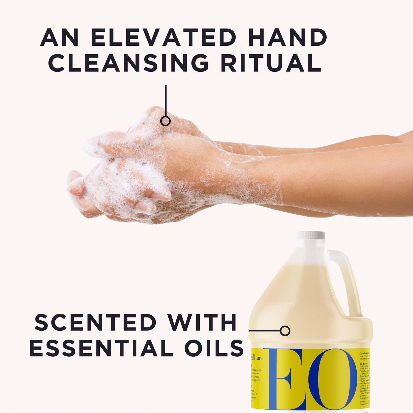 EO Liquid Hand Soap Refill, 1 Gallon, Lemon and Eucalyptus, Organic Plant-Based Gentle Cleanser with Pure Essential Oils
