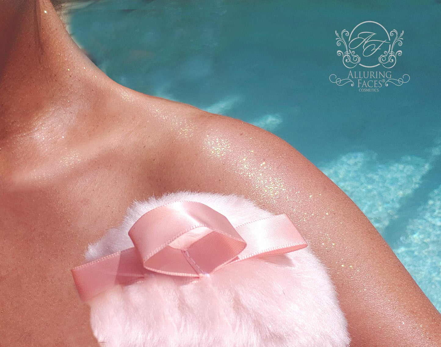 Alluring Faces Body Shimmer Powder Highlighter with Cute Pink Furry Puff