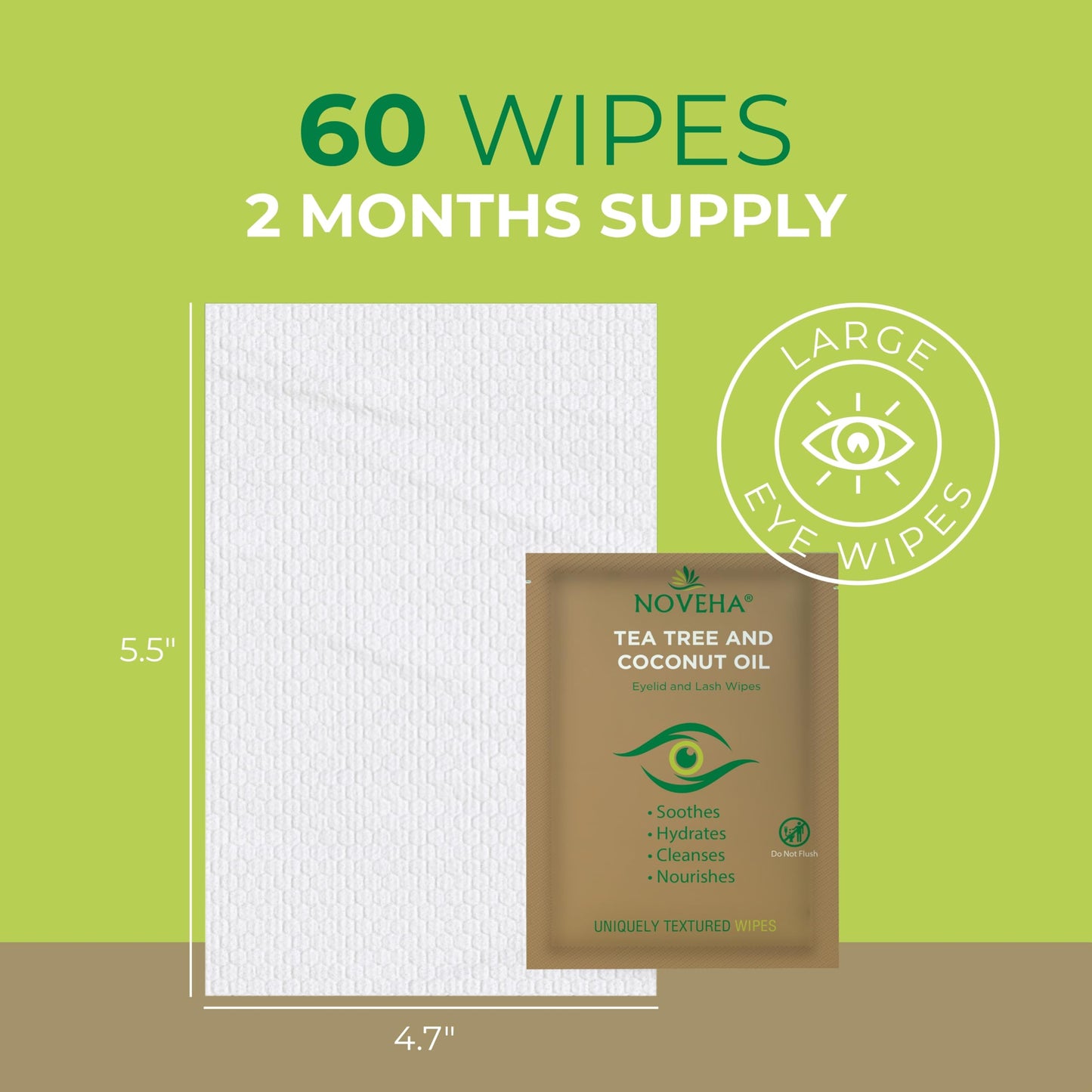 NOVEHA 360PCs Tea Tree & Coconut Oil Eyelid & Lash Wipes | For Demodex, Blepharitis & Itchy Eyes, Box Of 60 Individually Wrapped Eyelash Wipes Beauty and Personal Care NOVEHA