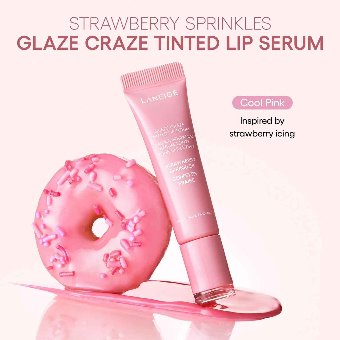 LANEIGE Glaze Craze Tinted Lip Serum, Strawberry Sprinkles: Hydrating Serum for Glossy,Nourished Lips with Plumping Polypeptides,0.42 oz Beauty and Personal Care LANEIGE