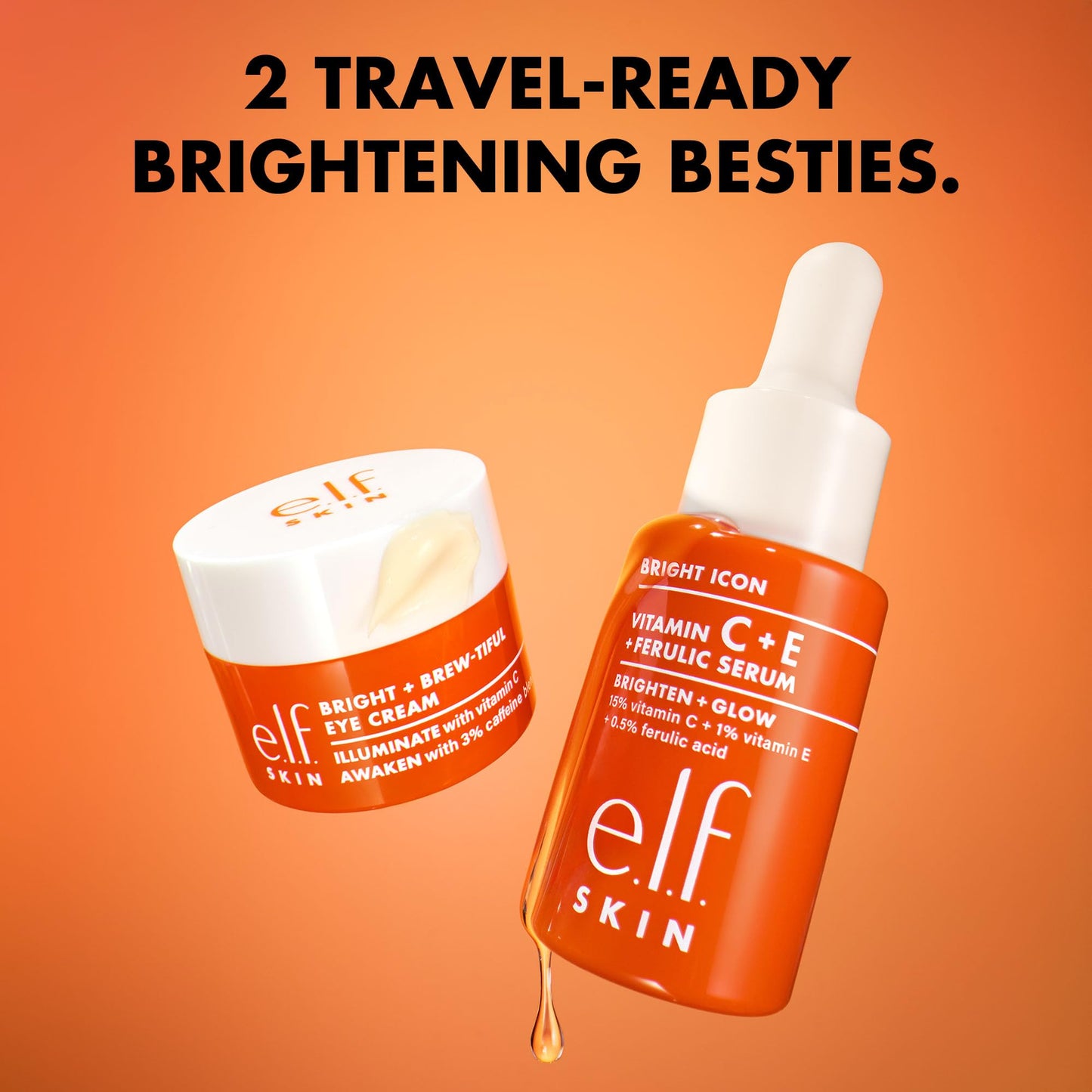 e.l.f. SKIN Brightest Besties Duo, Travel-Sized Skincare Set, Brightening Face Serum & Vitamin C Eye Cream, Boosts Radiance, Depuffs & Evens Skin