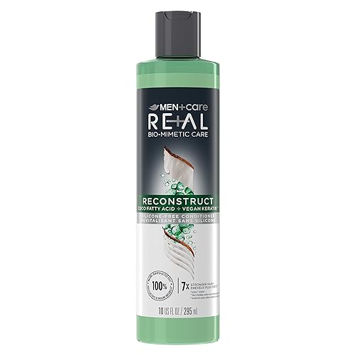 DOVE MEN + CARE Real Bio-Mimetic Care Conditioner For Damaged Hair Reconstruct Silicone-Free Conditioner With Coco Fatty Acid + Vegan Keratin 10oz