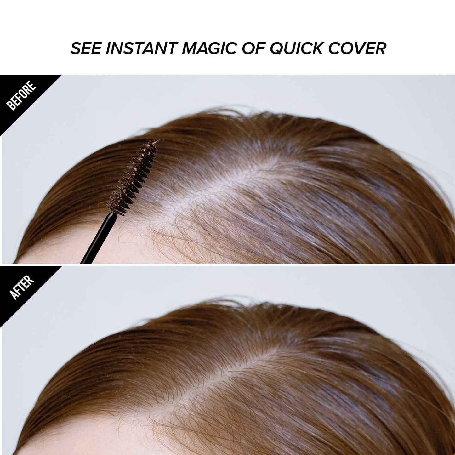 RED by KISS Quick Cover Root Touch Up Rescue (Medium Brown), Mascara Natural Water-Resistant Temporary Gray Concealer Cover Up Brush for Hair Mustache
