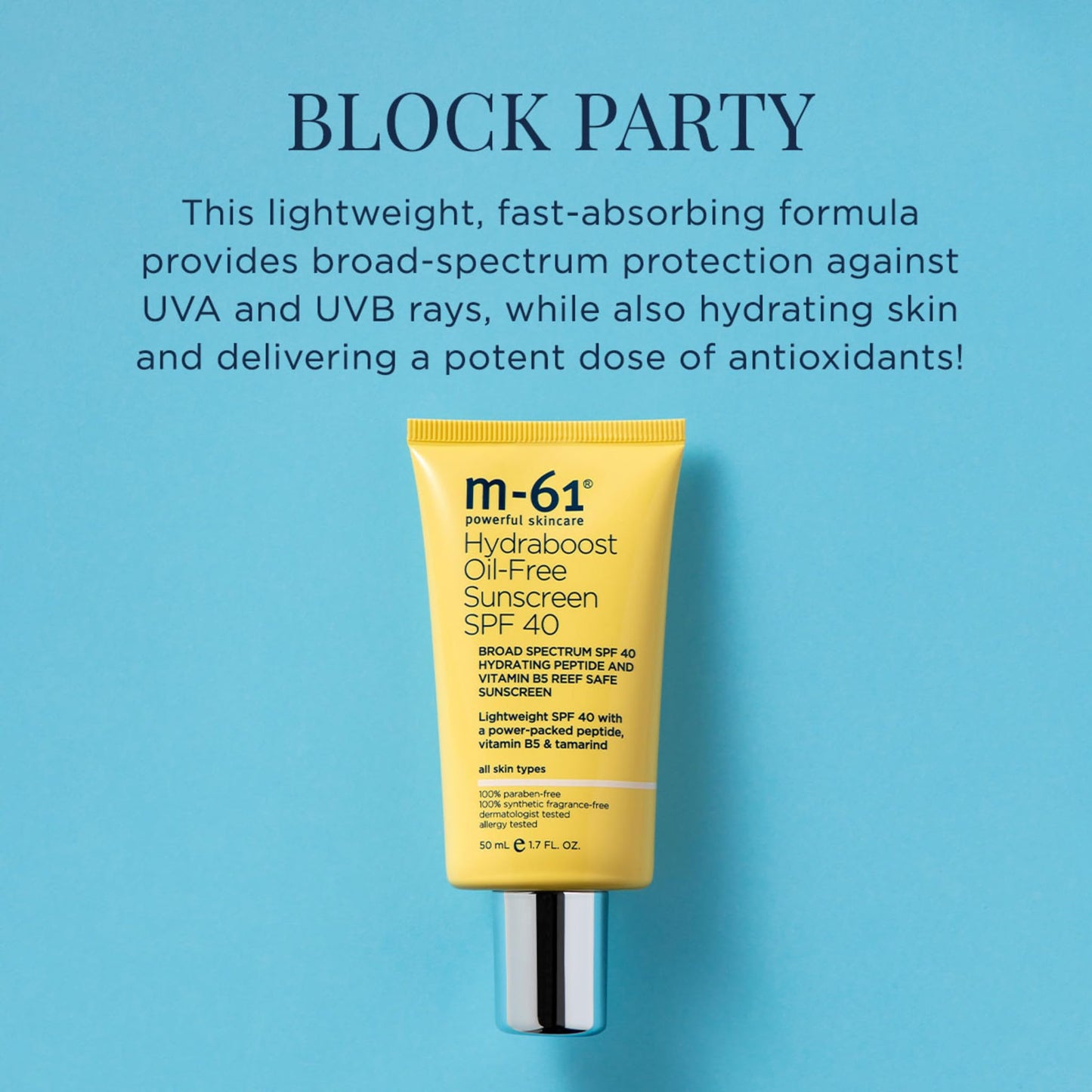 m-61 Hydraboost Oil-Free Sunscreen SPF 40 | Lightweight, Oil-Free SPF 40 With A Power-Packed Peptide, Vitamin B5, Tamarind, 1.7 Fl Oz