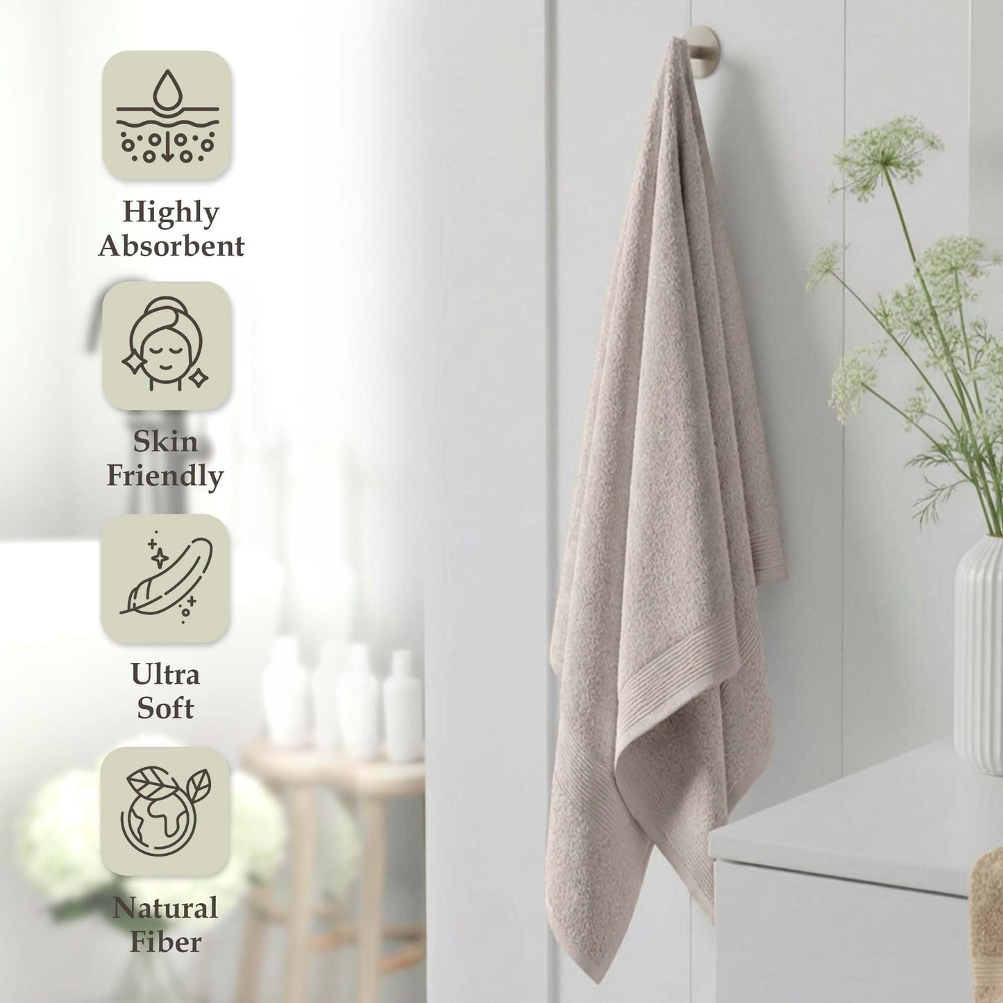 Delilah Home 100% Organic Turkish Cotton Bathroom Towels Set, 700 GSM Luxury Spa & Hotel Quality, Soft and Absorbent Bath Towel Set, 6 Pieces, 2…