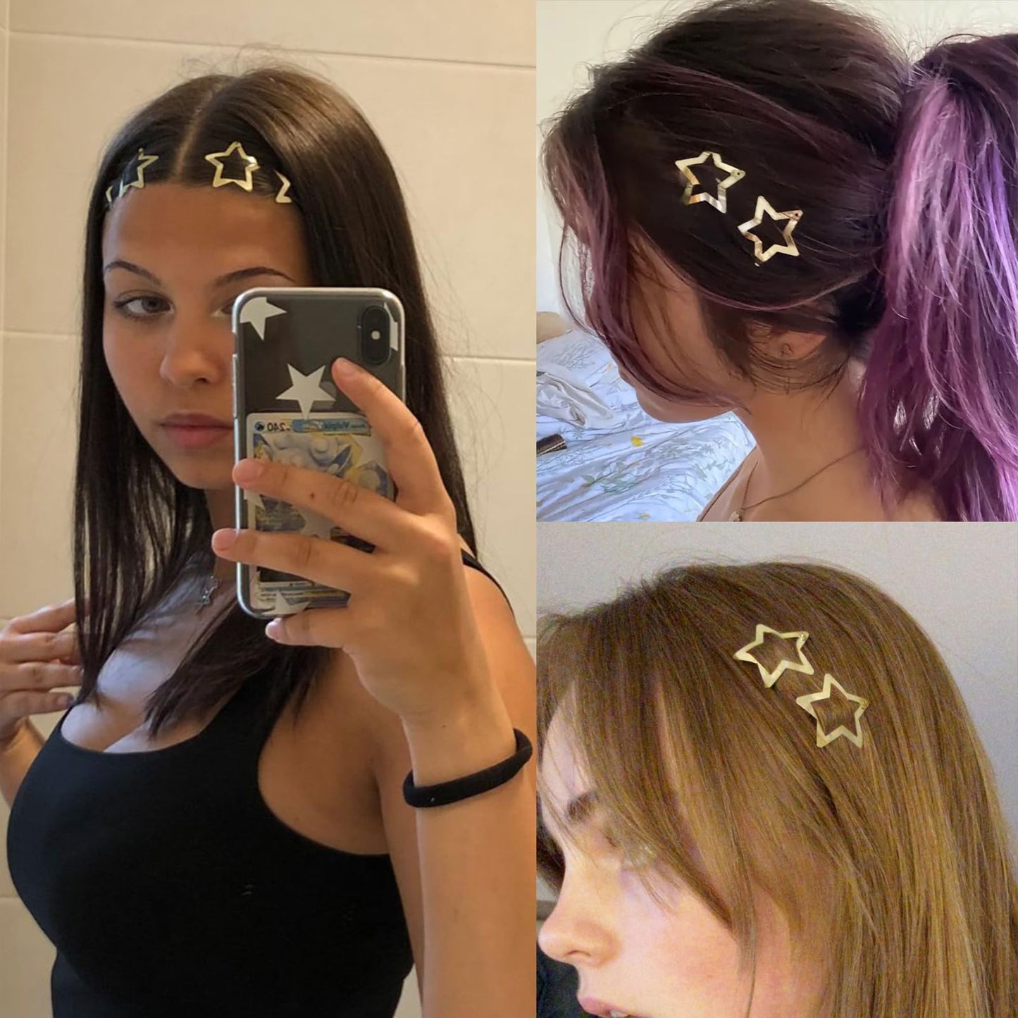Star Hair Clips 2000s Y2K Gold Star Hair Accessories Snap Hair Barrettes Non Slip Metal Hair Clips for Girls Women -15 PCS 1.18" Beauty and Personal Care VIBILIA