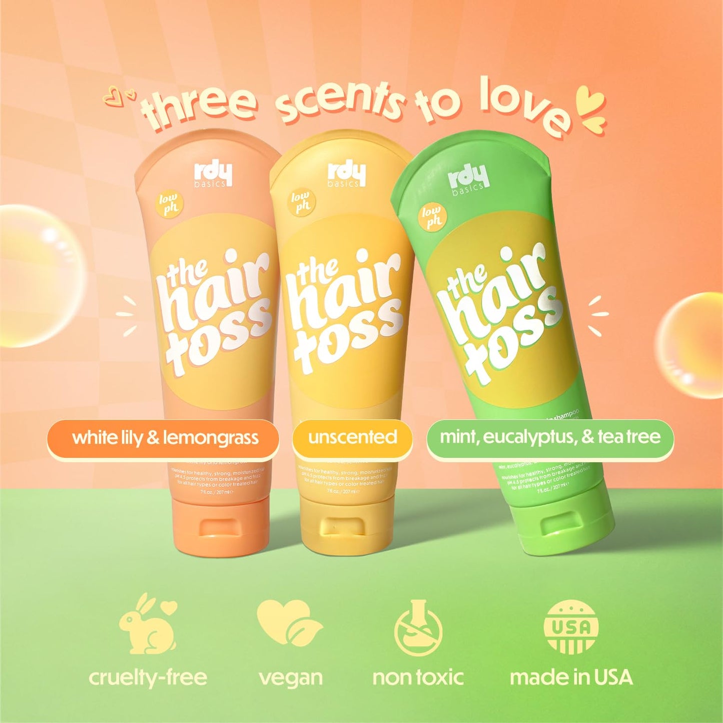 The Hair Toss Men & Women Shampoo And Conditioner Set 13.5floz/7floz - Unscented - Formulated 4.5pH Moisturizing Paraben and Sulfate Free Shampoo