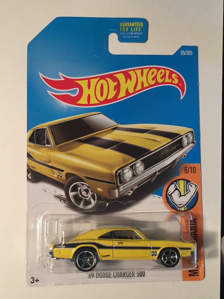 Hot Wheels 2017 Muscle Mania '69 Dodge Charger 500 95/365, Yellow
